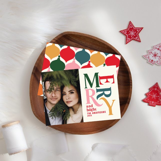 Färgstark vintage - merry chritsmas-foto meddelande (Skapare uppladdad)