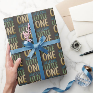 Färgstark "Welcome Little One" babystövel Presentpapper