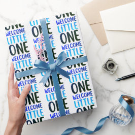 Färgstark "Welcome Little One" babystövel Presentpapper