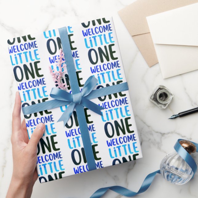 Färgstark "Welcome Little One" babystövel Presentpapper (Gifting)