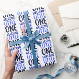 Färgstark "Welcome Little One" babystövel Presentpapper