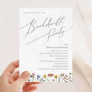 Färgstark Wildblomma Bachelorette Party Inbjudningar