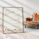 Färgstark Wildblomma | Beige Bröllop Drinks Menu Poster<br><div class="desc">Den här färgade vilda blomman | Beige Drycker-menyn poster perfekten för din enkla, vismska boho-regnbåge sommaren bröllop. Den ljusa, förtjusande rosan, gulten, orangen och blommigten guld färg i ge känner sig som en vintage av minsta möjliga elegant-vår-hippie -trädgård. Den moderna designen är konst och delikat och ger en klassisk, jordfin...</div>