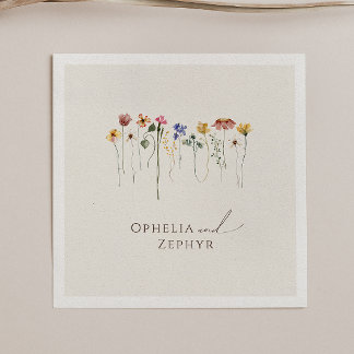 Färgstark Wildblomma | Beige Bröllop Napkins Pappersservett