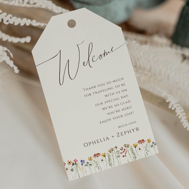 Färgstark Wildblomma | Beige Bröllop Välkommen Presentetikett (Skapare uppladdad)