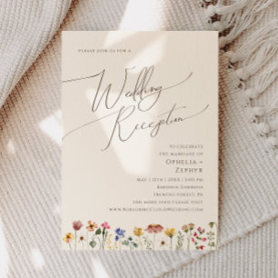 Färgstark Wildblomma Beige bröllopsmottagning Inbjudningar