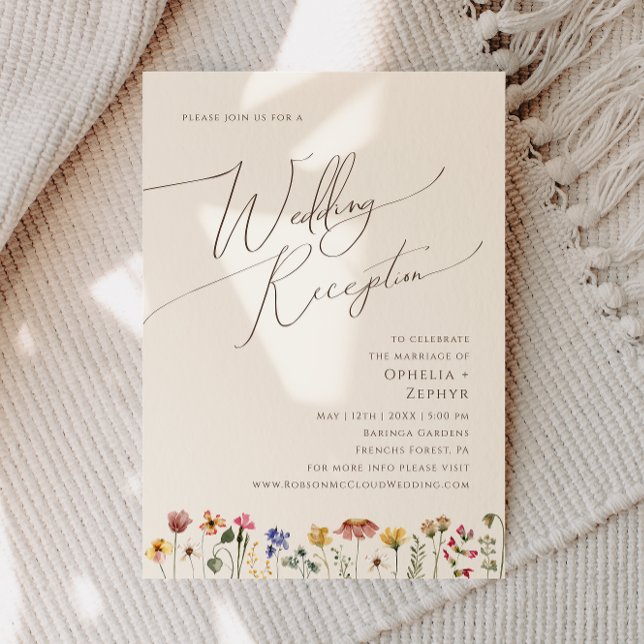 Färgstark Wildblomma | Beige bröllopsmottagning Inbjudningar (Skapare uppladdad)