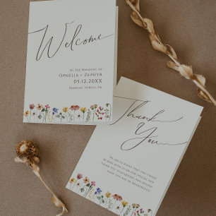 Färgstark Wildblomma Beige-Bröllopsprogrammet Program