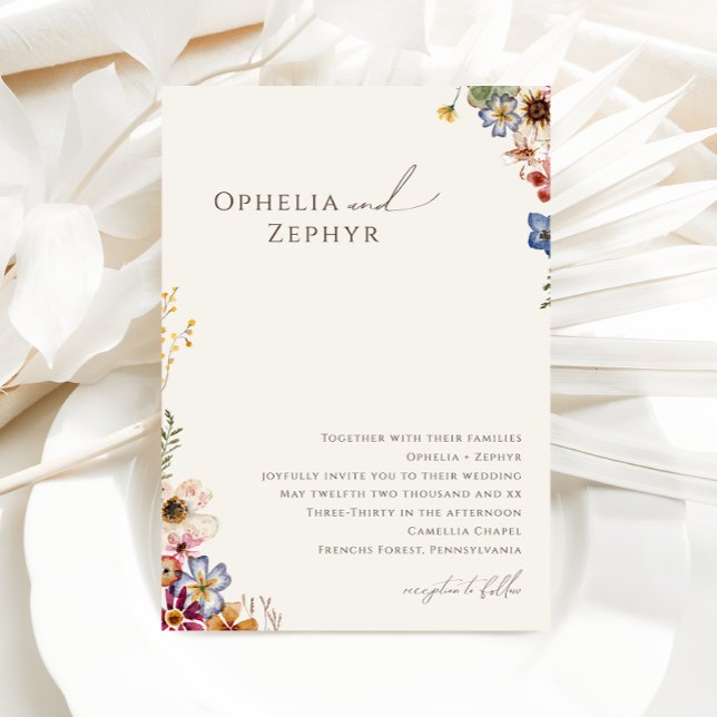 Färgstark Wildblomma | Beige Garden Wedding Inbjudningar (Skapare uppladdad)