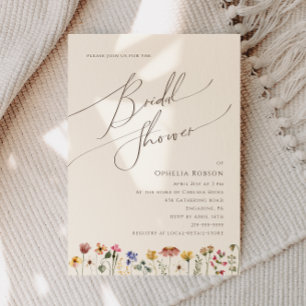 Färgstark Wildblomma Beige Möhippa Inbjudningar