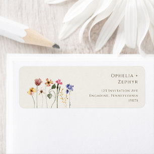 Färgstark Wildblomma Beige Return-adressetikett Returadress Etikett