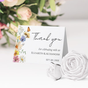 Färgstark Wildblomma Boho Bröllop Tack Kort