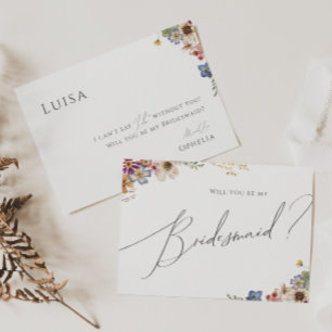 Färgstark Wildblomma Bridesmaid Frieri Card Inbjudningar