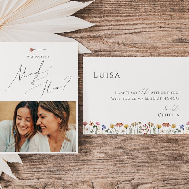 Färgstark Wildblomma | Foto Maid of honor-kort Inbjudningar (Skapare uppladdad)