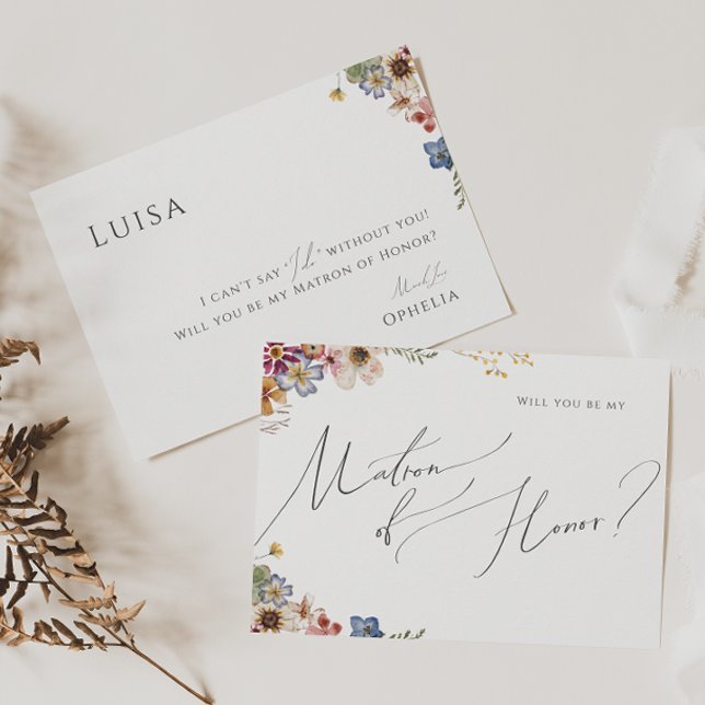 Färgstark Wildblomma | Garden Matron of Honor Card Inbjudningar (Skapare uppladdad)
