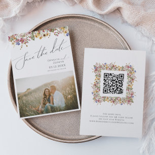 Färgstark Wildblomma QR-kod för målfotot Spara Datumet