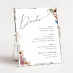 Färgstark Wildblomma | Signering på menyn Bröllop- Poster<br><div class="desc">Den här färgade vilda blomman | dryckesmenymtecknet är perfekt för din lilla, vismliga boho-regnbåge sommaren bröllop. Den ljusa, förtjusande rosan, gulten, orangen och blommigten guld färg i ge känner sig som en vintage av minsta möjliga elegant-vår-hippie -trädgård. Den moderna designen är konst och delikat och ger en klassisk, jordfin ängsskugga...</div>