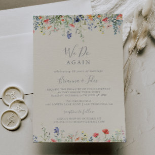 Färgstark Wildblomma Vi gör återigen Vow Renewal Inbjudningar