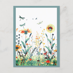Färgstark Wildblommor Vykort