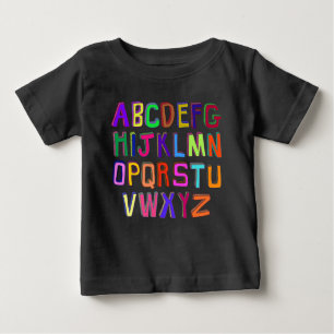 Färgstark Wonky Alphabet Brev T Shirt