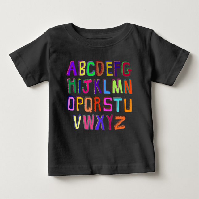 Färgstark Wonky Alphabet Brev T Shirt (Framsida)