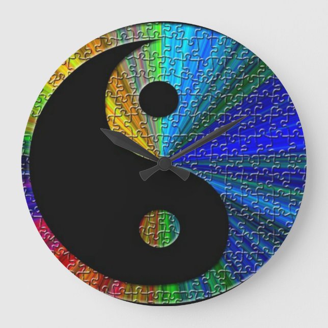 Färgstark Yin och Yang Puzzle Stor Klocka (Framsida)