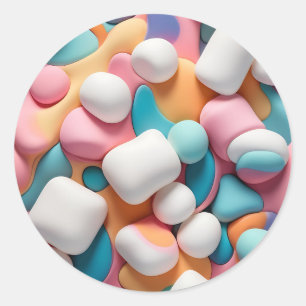 Färgstarka Abstrakter Marshmallow Runt Klistermärke