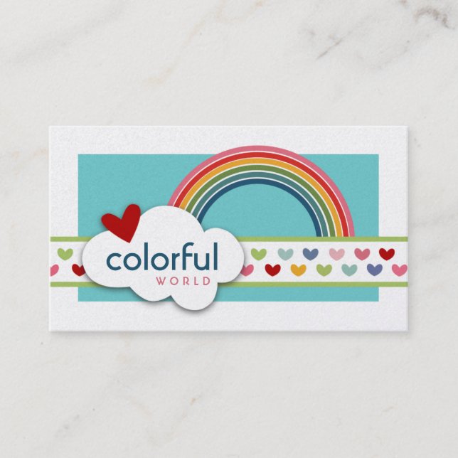 Färgstarka Affärskort i världen Visitkort (Framsida)