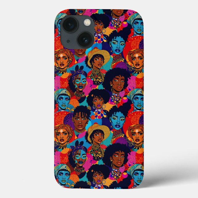 Färgstarka afrikanska kvinnor i blått (Baksida)