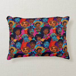 Färgstarka afrikanska kvinnor i blått prydnadskudde