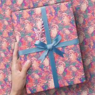 färgstarka antika jultomten mönster-julmas presentpapper