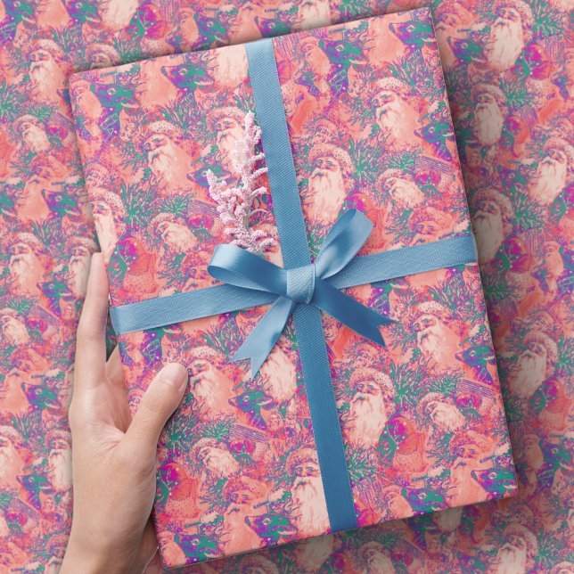 färgstarka antika jultomten mönster-julmas presentpapper (Skapare uppladdad)