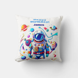 Färgstarka astronaut och Univers i fetstilt Färg Kudde