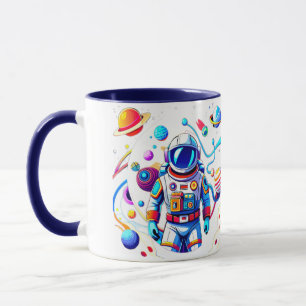 Färgstarka astronaut och Univers i fetstilt Färg Mugg