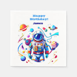 Färgstarka astronaut och Univers i fetstilt Färg Pappersservett