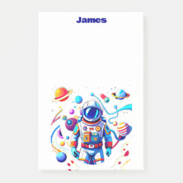 Färgstarka astronaut och Univers i fetstilt Färg Post-it Block