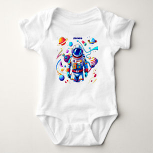 Färgstarka astronaut och Univers i fetstilt Färg T Shirt