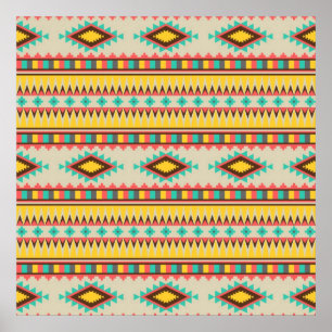 Färgstarka aztec-stammen Native American Diamonds Poster