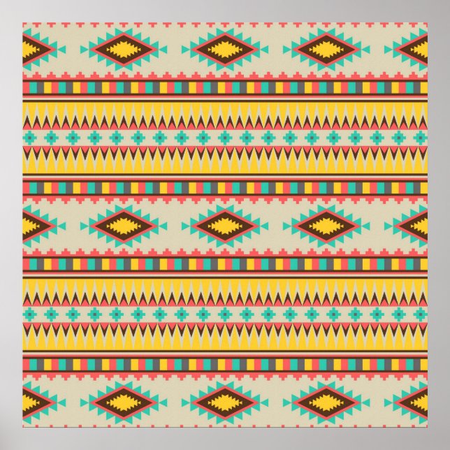 Färgstarka aztec-stammen Native American Diamonds Poster (Framsidan)