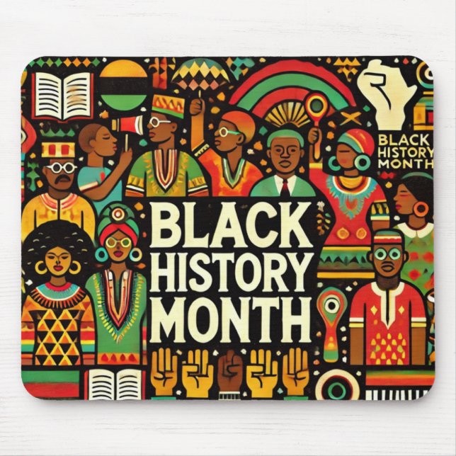 Färgstarka bilder av afrikansk kultur musmatta (Framsidan)