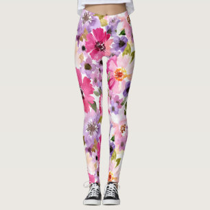 Färgstarka Blommigtar för kvinnor Skriv ut färgämn Leggings