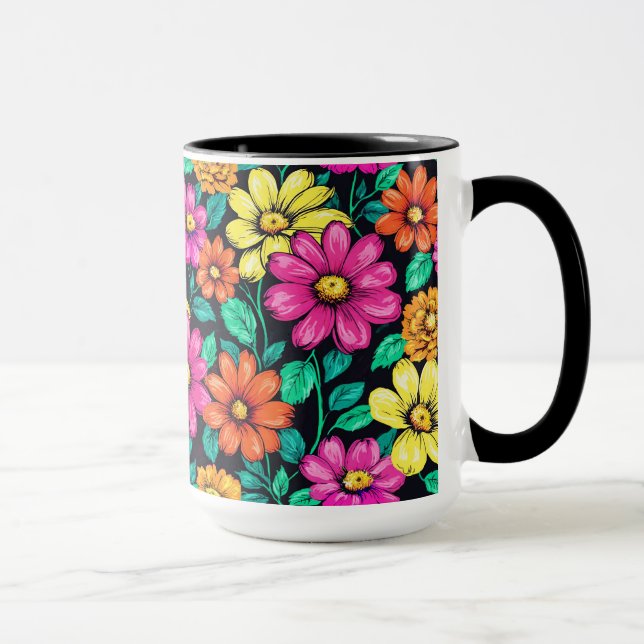 Färgstarka blommors arrangemang  mugg (Höger)