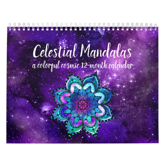Färgstarka Boho Celestial Mandalas Watercolor Star Kalender (Omslag)