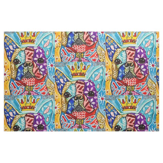 Färgstarka Boston Terrier Pop Art Fabric Tyg (Fat Quarter)