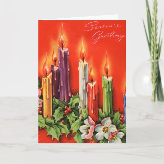 Färgstarka CAndles-Säsonhälsningar Helgkort (Framsida)