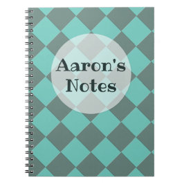 Färgstarka Checkers - Aqua Mint Anteckningsbok