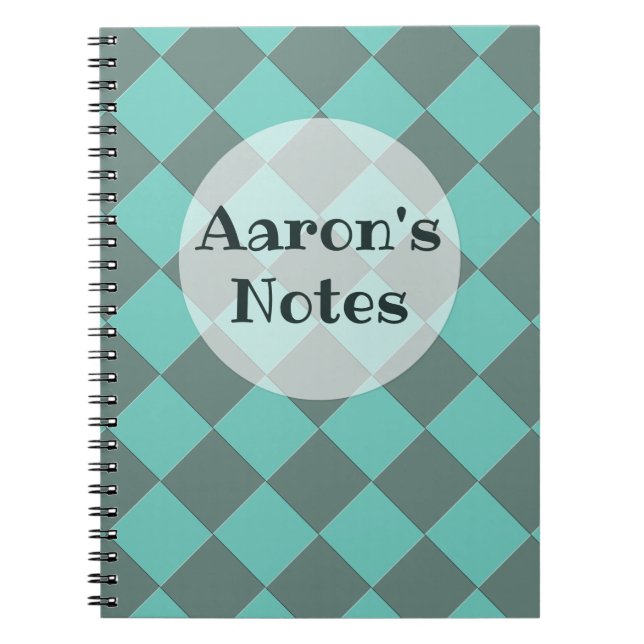 Färgstarka Checkers - Aqua Mint Anteckningsbok (Framsidan)