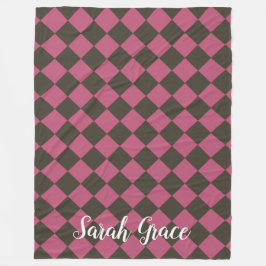 Färgstarka Checkers - Choco-Cherry Fleecefilt