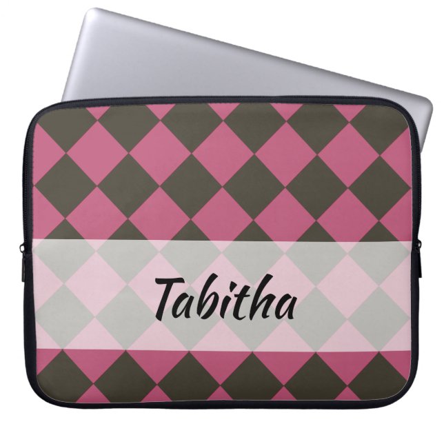 Färgstarka Checkers - Choco-Cherry Laptop Sleeve (Framsidan)