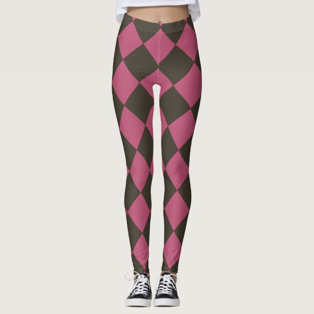 Färgstarka Checkers - Choco-Cherry Leggings (Framsida)